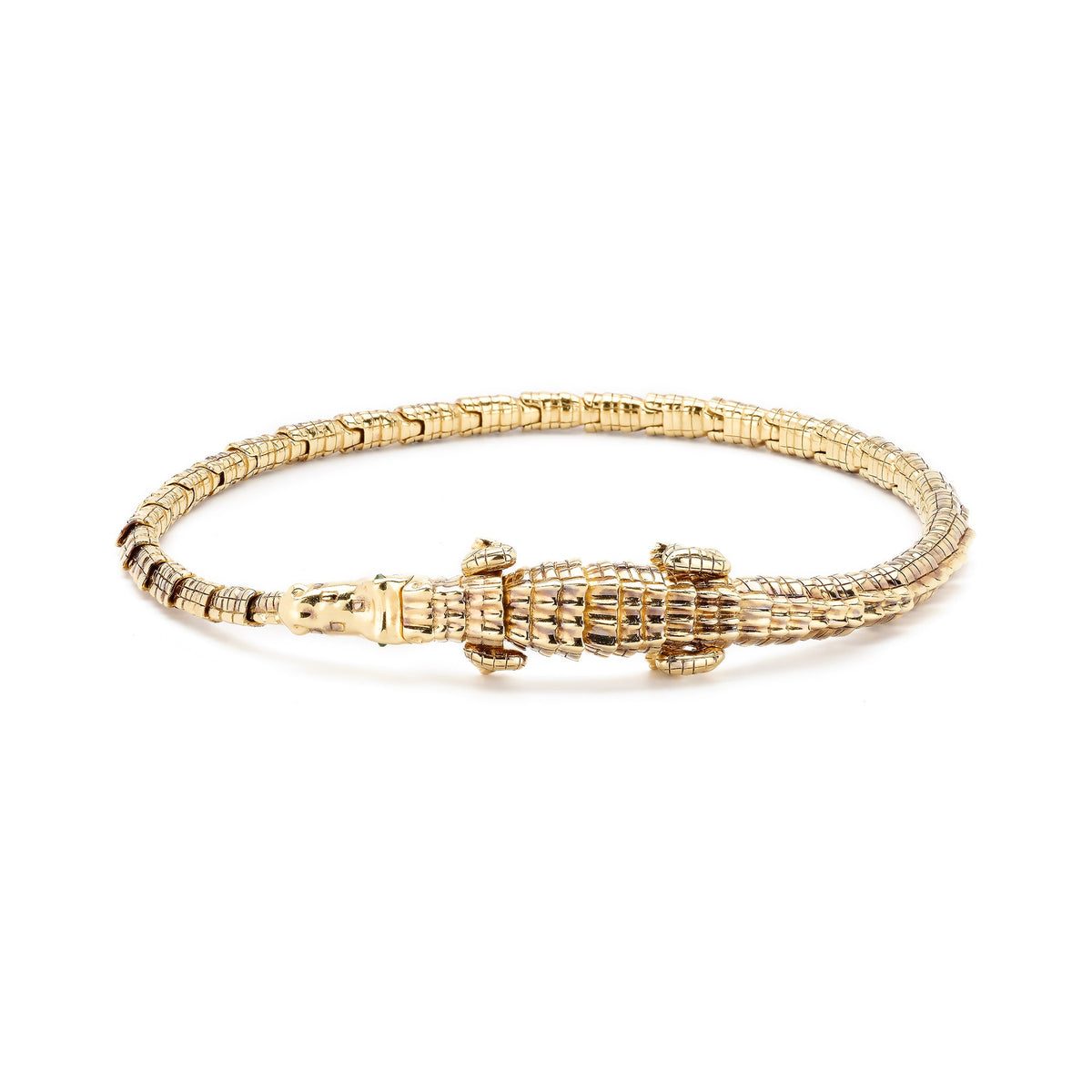 18k yellow gold tsavorite alligator wrap bracelet bestiary collection by Bibi van der Velden Tiny Gods