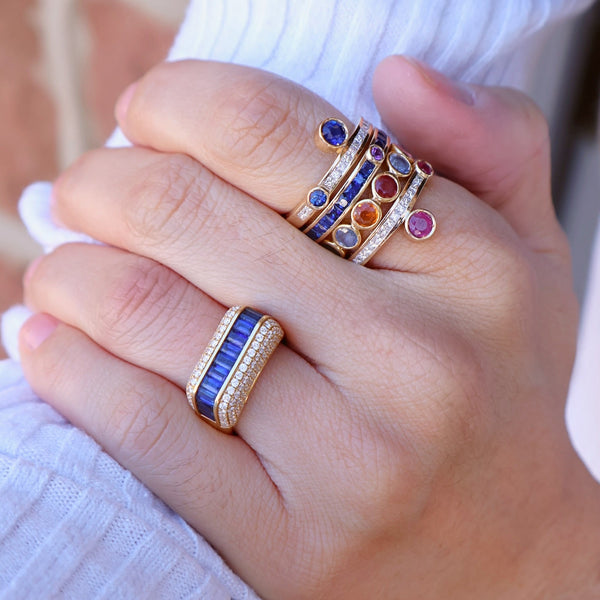 14k yellow gold Vida ruby and diamond ring by ITA Tiny Gods