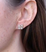 18k yellow gold white rhodium diamond fiore stud earrings by Sorellina Tiny Gods