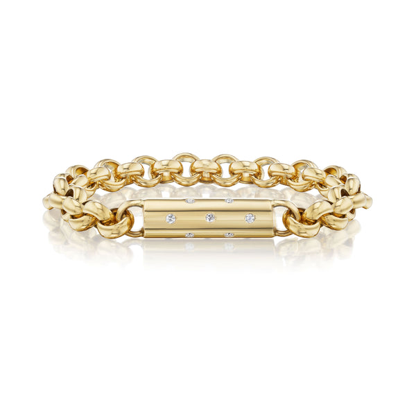 18k yellow gold diamond rolo bracelet with tube clasp tiny gods 