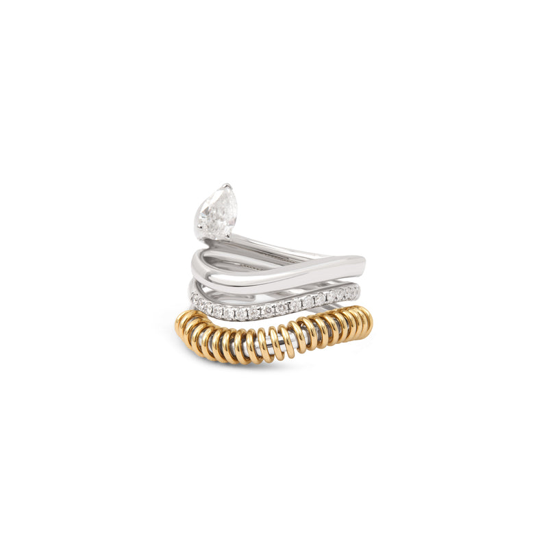 rainbow k coil wrap yellow gold and pave pear shaped diamond ring band