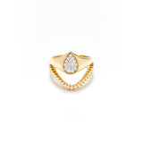 SET BABY CHEVALIERE POIRE & MINI BAGUE VAGUE DIAMANTS OJ pear baby diamond wave band ring Tony gods Yvonne Léon 