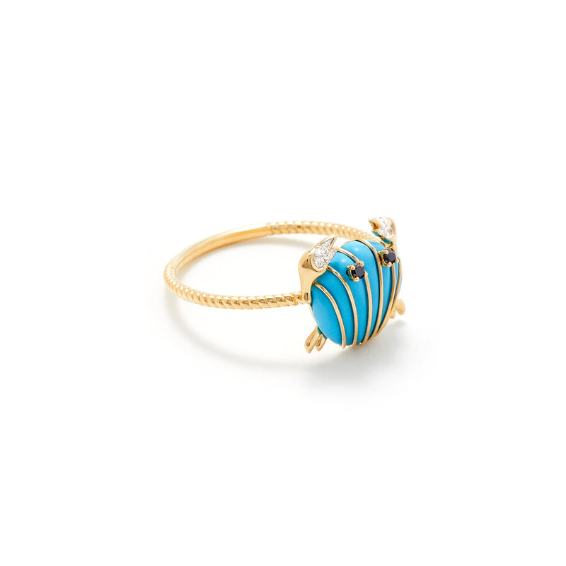 BAGUE MINI CRABE COQUILLAGE TURQUOISE OJ mini crab ring tiny gods Yvonne Léon