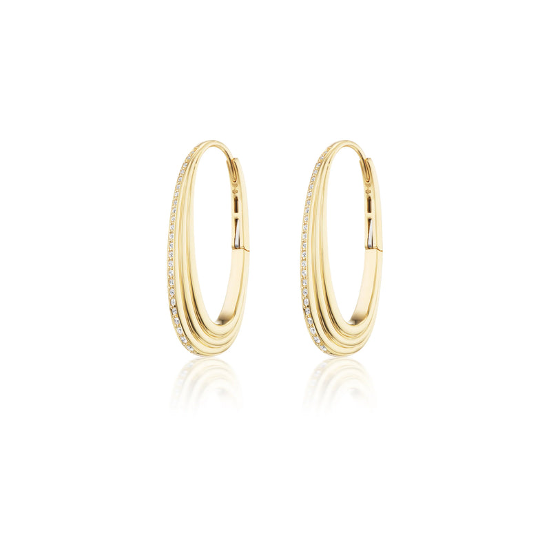 18k yellow gold diamonds Ziggy stardust hoop earrings by Sorellina Tiny Gods