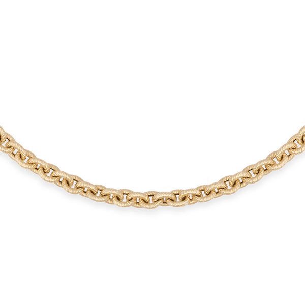 14k yellow gold brushed textured small lee cable link chain necklace by Lauren Rubinski Tiny Gods