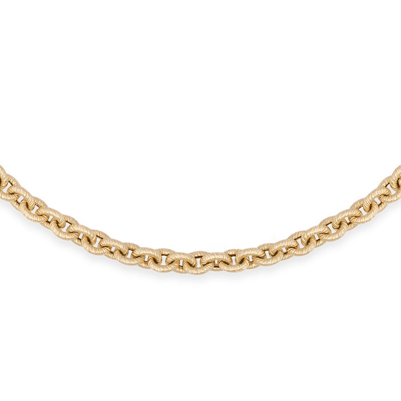 14k yellow gold brushed textured small lee cable link chain necklace by Lauren Rubinski Tiny Gods