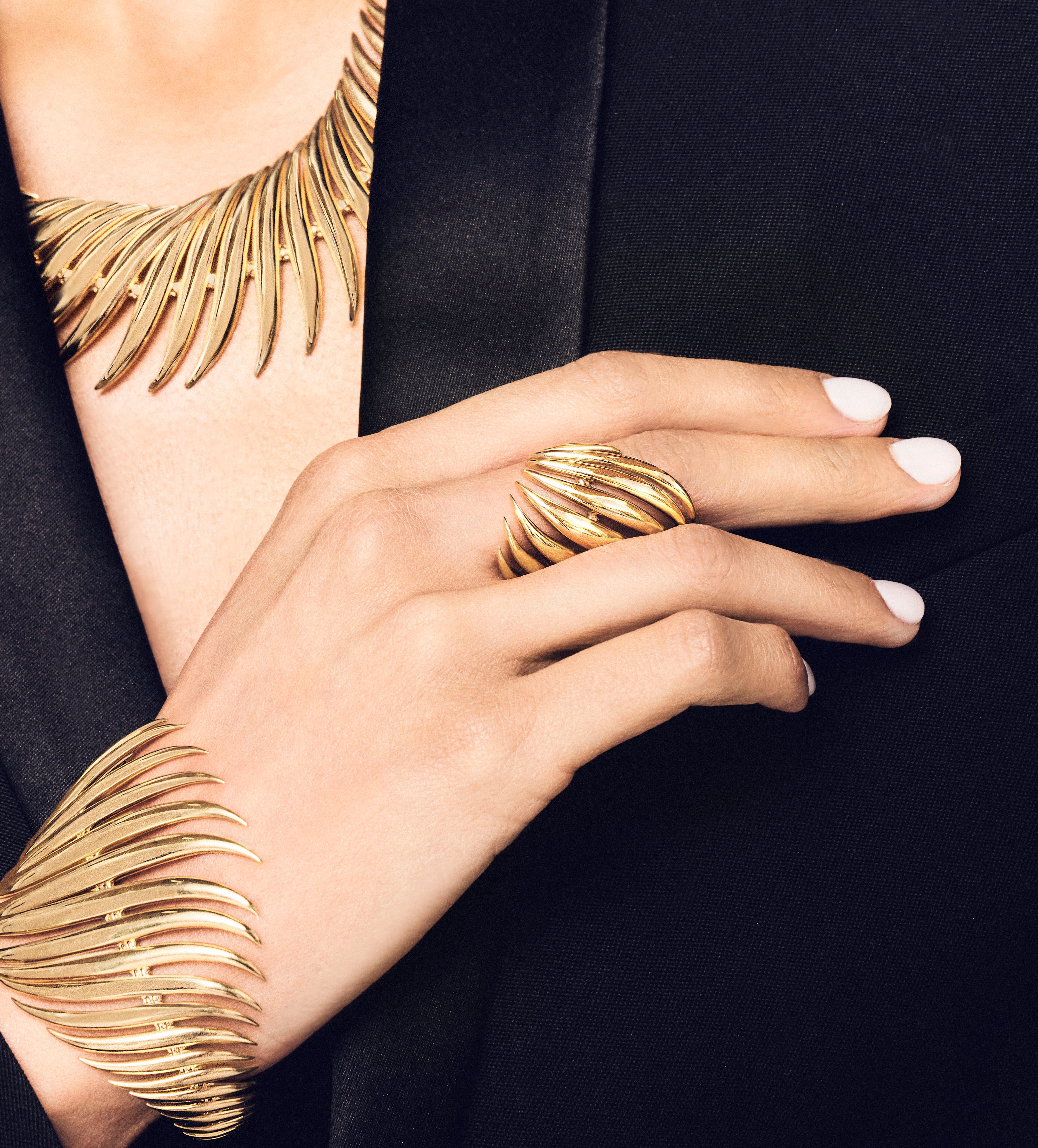 18k yellow gold Fernando Jorge Flame Ring Tiny Gods on model