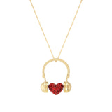 18k yellow gold headset pendant with swivel ruby heart Skip A Beat Pendant Necklace by Aisha Baker Tiny Gods