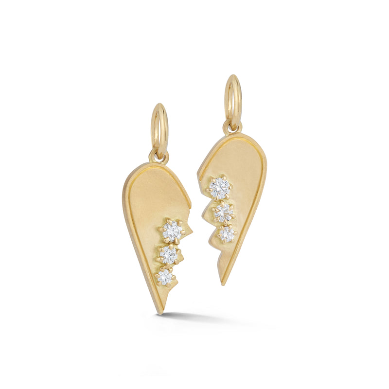 18k yellow gold diamond broken heart BFF friendship charm pendants by Jade Trau