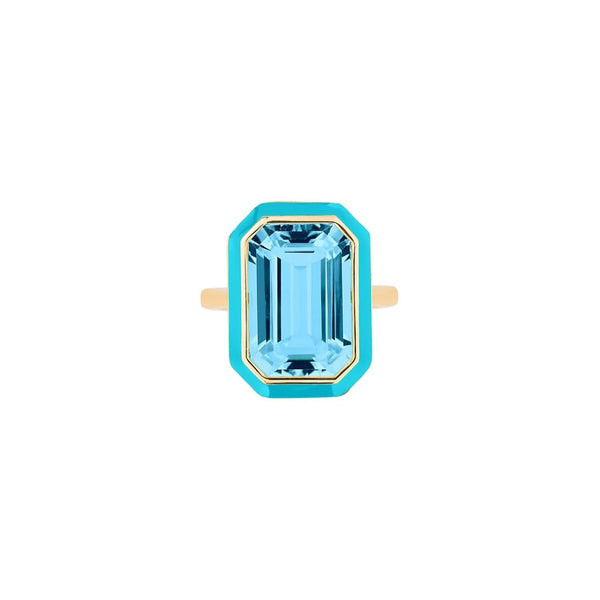 Blue Topaz Emerald Cut Ring