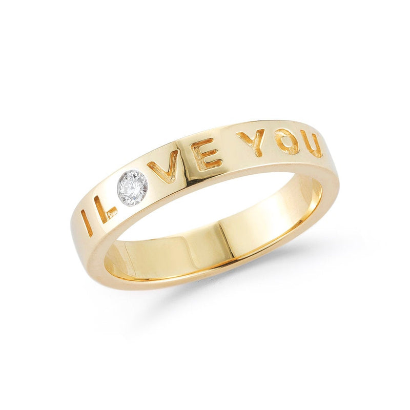 I love you ring 14K yellow gold diamond band by Mateo Cartier