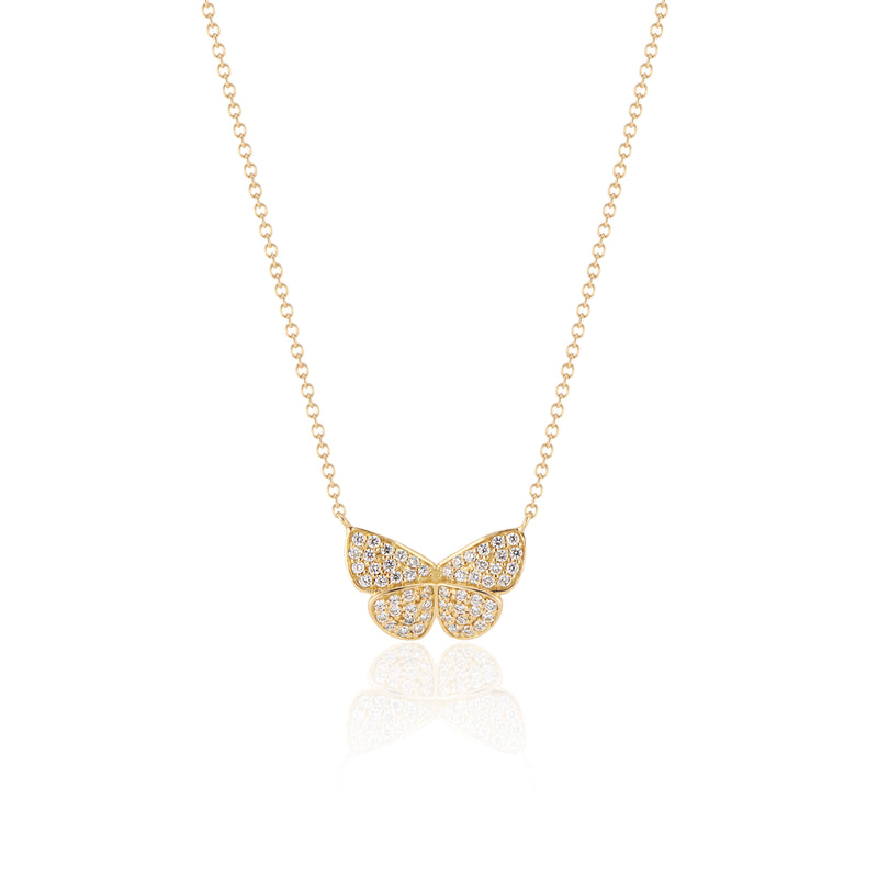 18k gold pave diamond butterfly pendant by Tiny Gods