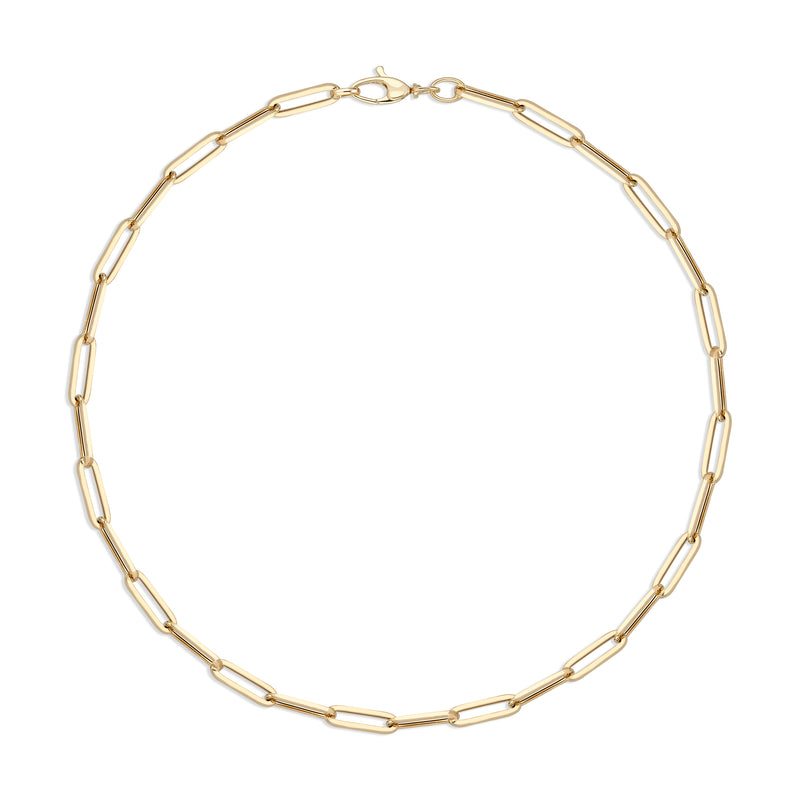 16" 14K yellow gold Large Paperclip Chain