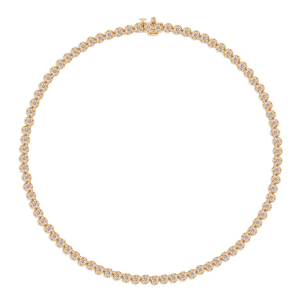 16" Diamond Tennis Necklace 14K yellow gold bezel set Tiny Gods Fine Jewelry