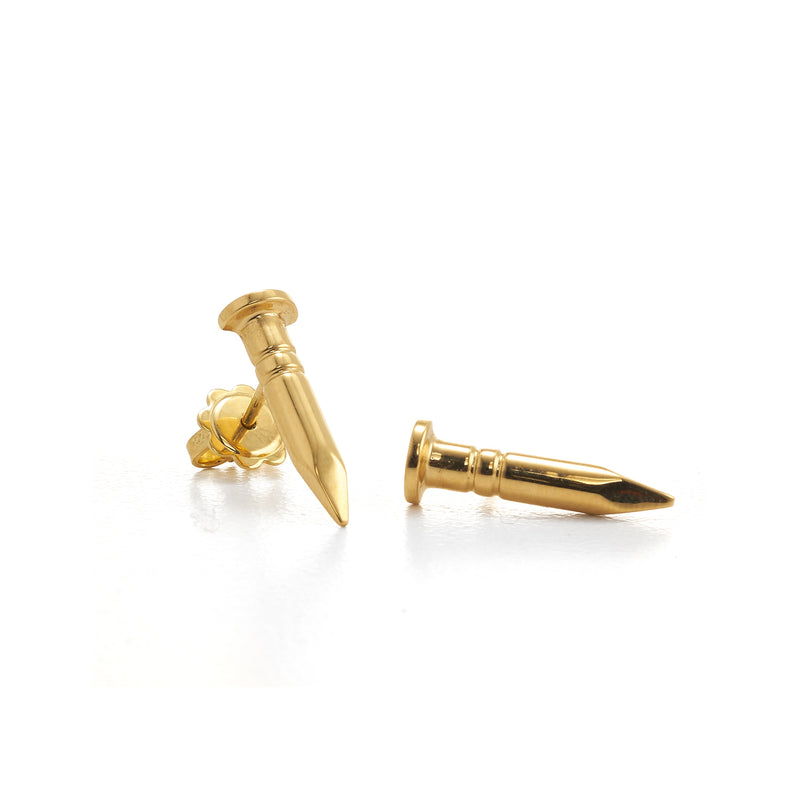18k polished yellow gold nail stud earrings by David Webb Tiny Gods