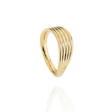 18kt yellow gold Stream Lines Wave Ring Band by Fernando Jorge Tiny Gods