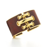 18k polished yellow gold shoelace cuff with rosewood by David Webb Tiny Gods