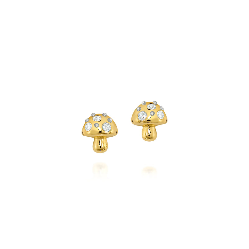 18K yellow gold and diamond mushroom stud earrings by Sauer