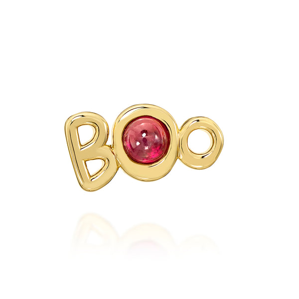 18k yellow gold ruby boo earrings single stud by Sauer Tiny Gods