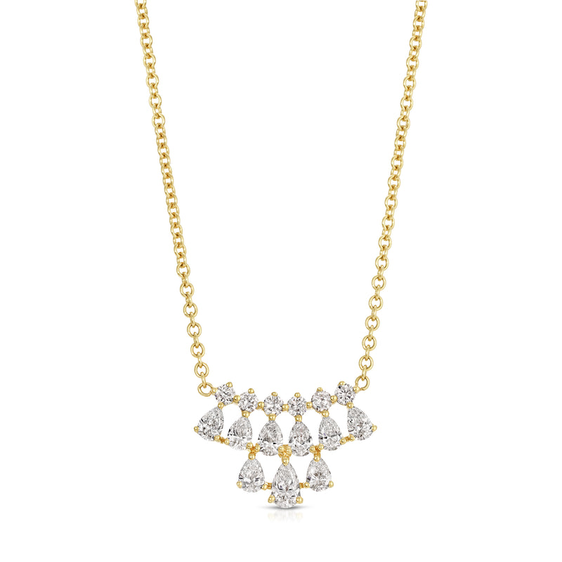18K yellow gold Small Daphne Diamond Necklace pear shaped and round diamonds by Anita Ko at Tiny Gods