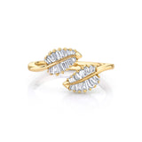 18K yellow gold Diamond Baguette Small Palm Leaf Ring by Anita Ko