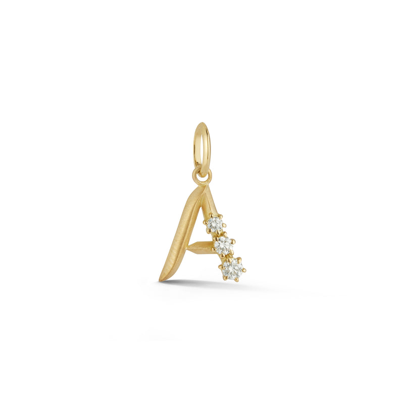 Letter "A" Charm by Jade Trau yellow gold diamonds