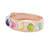 18K rose gold Colorstory II Cuff Bracelet with multicolor rainbow cabochon gemstones with white enamel by Emily P Wheeler