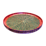 Waterlily marquetry tray by Silvia Furmanovich Tiny Gods wood tray red purple green