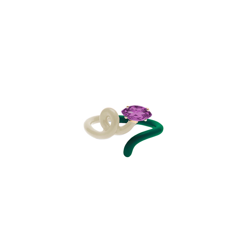 Panna & Evergreen B-Colour Vine Ring by Bea Bongiasca