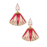 18k rose gold pink red green Marquetry Red Leaf Fan Earrings with Morganite by Silvia Furmanovich Tiny Gods