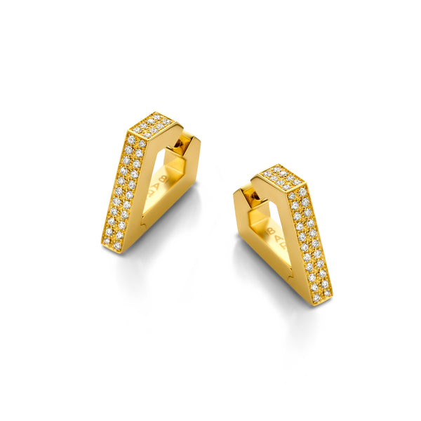 Brute Diamanti Maxi Earrings 18K yellow gold diamond huggie earrings by Dries Criel