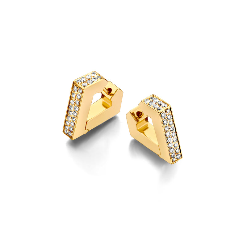 Brute Diamanti Pavé Diamond Earrings Geometric Huggies by Dries Criel