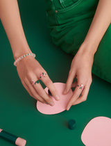 9k yellow gold Pink & Green Duo B-Colour Vine Ring by Bea Bongiasca on model