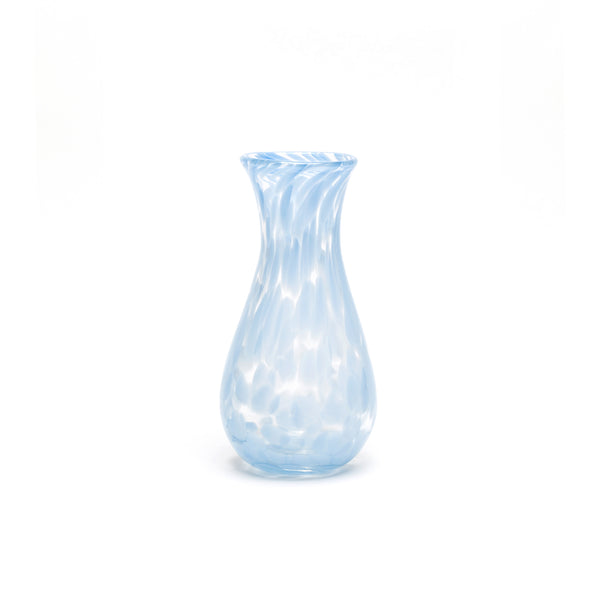 Paul Arnhold hand blown glass sky blue spotted bud vase Tiny Gods