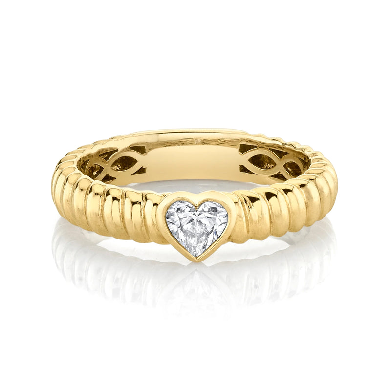 18kt yellow gold Diamond Heart Thin Zoe Ring by Anita Ko