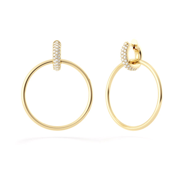 18k yellow gold huggie closure and pavé white diamonds Cassus Earrings by Spinelli Kilcollin Tiny Gods