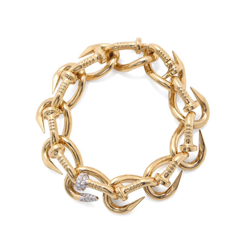 Nail Link Bracelet with Diamond Accent