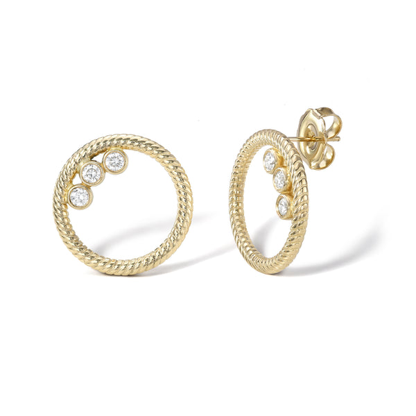 Modern Love Gold and Diamond Hoop Earrings by Retrouvai