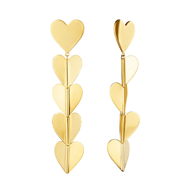 Large Wings of Love Drop Earrings by Cadar 18K yellow gold heart jewelry