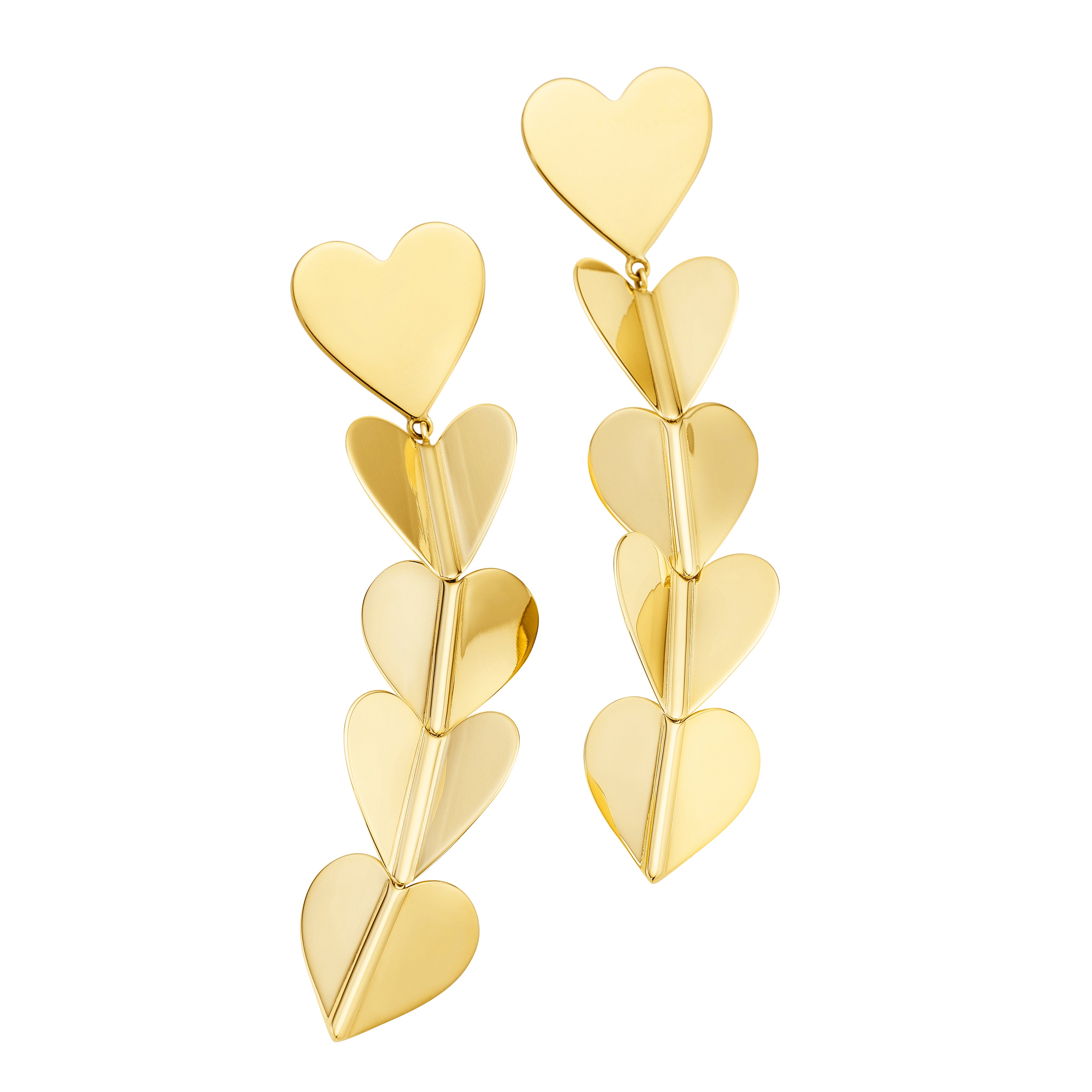 Large Wings of Love Drop Earrings by Cadar 18K yellow gold heart jewelry