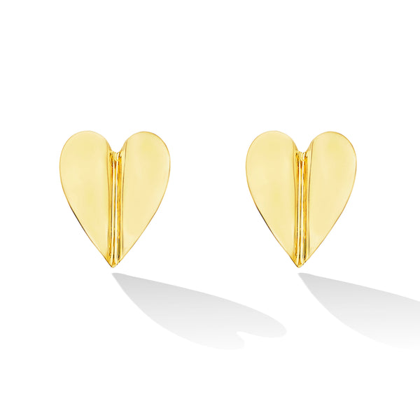 Large Wings of Love Studs by Cadar 18k yellow gold hearts