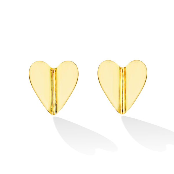 Medium Wings of Love Studs by Cadar 18k yellow gold hearts