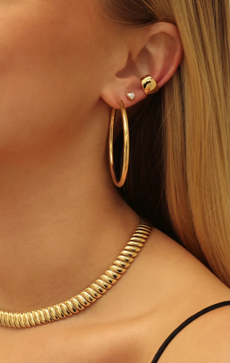 18K yellow gold Galaxy Ear Cuff by Anita Ko Tiny Gods on model