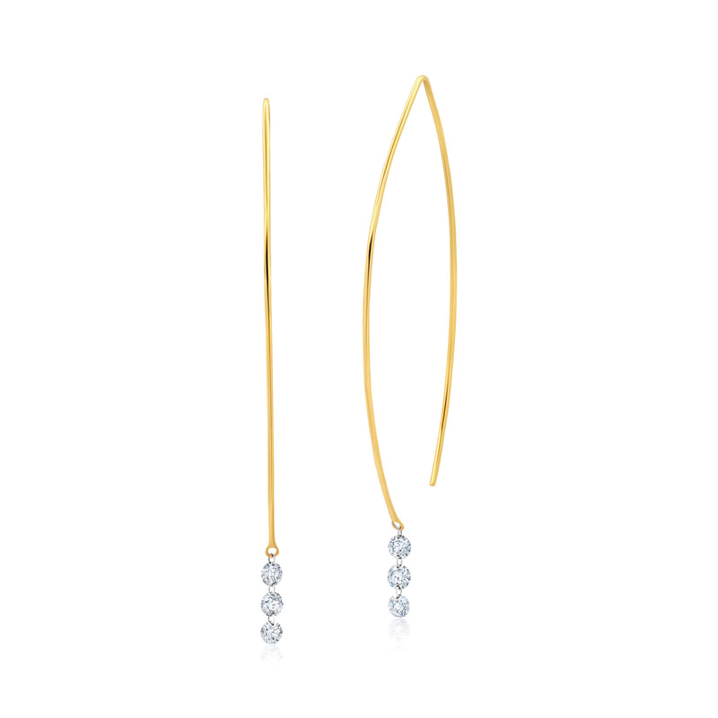 18k yellow gold floating diamond earrings by Graziela Gems Tiny Gods