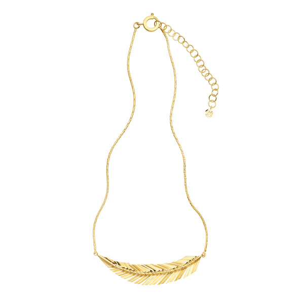 Medium Feather Necklace by Cadar 18k yellow gold adjustable