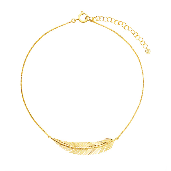 Medium Feather Necklace by Cadar 18k yellow gold adjustable