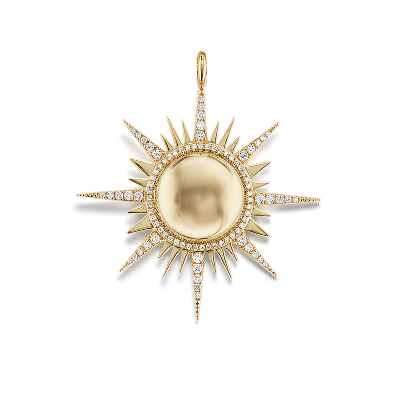 18k yellow gold Il Sole Pendant sun with diamonds by Sorellina