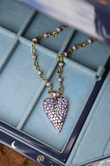 Purple Ceylon Sapphire Heart Pendant 18Kt White gold by Sylva & Cie tiny gods