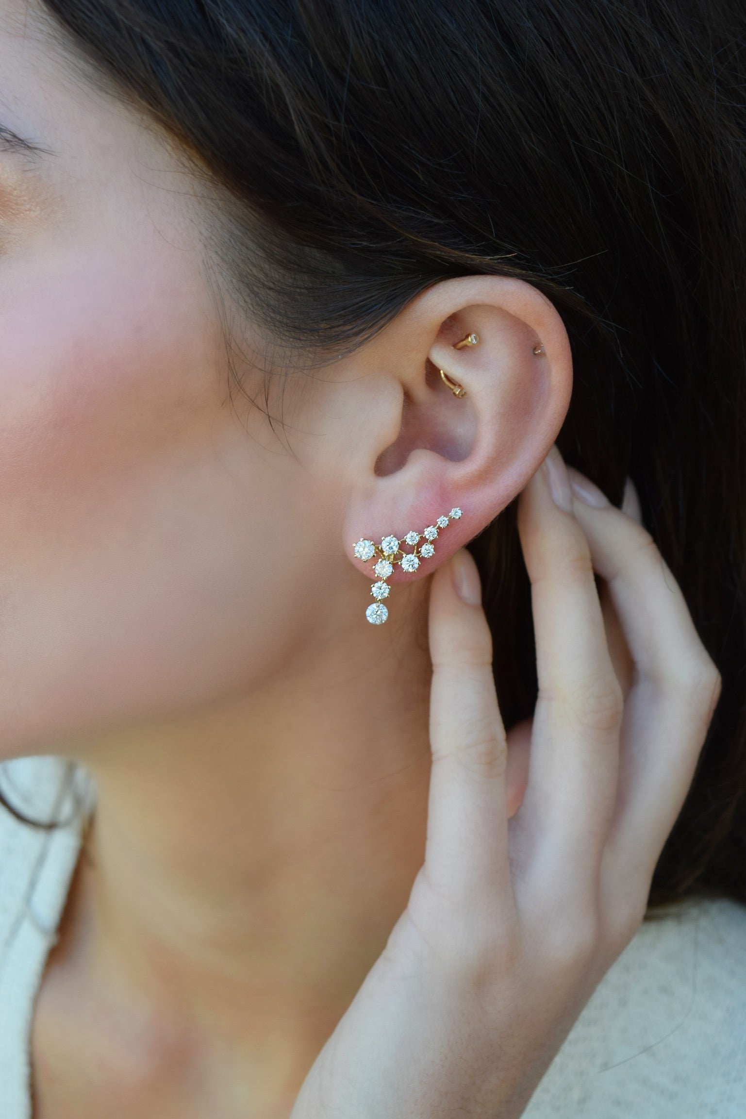 Floating Diamond Ear Climbers TinyGods