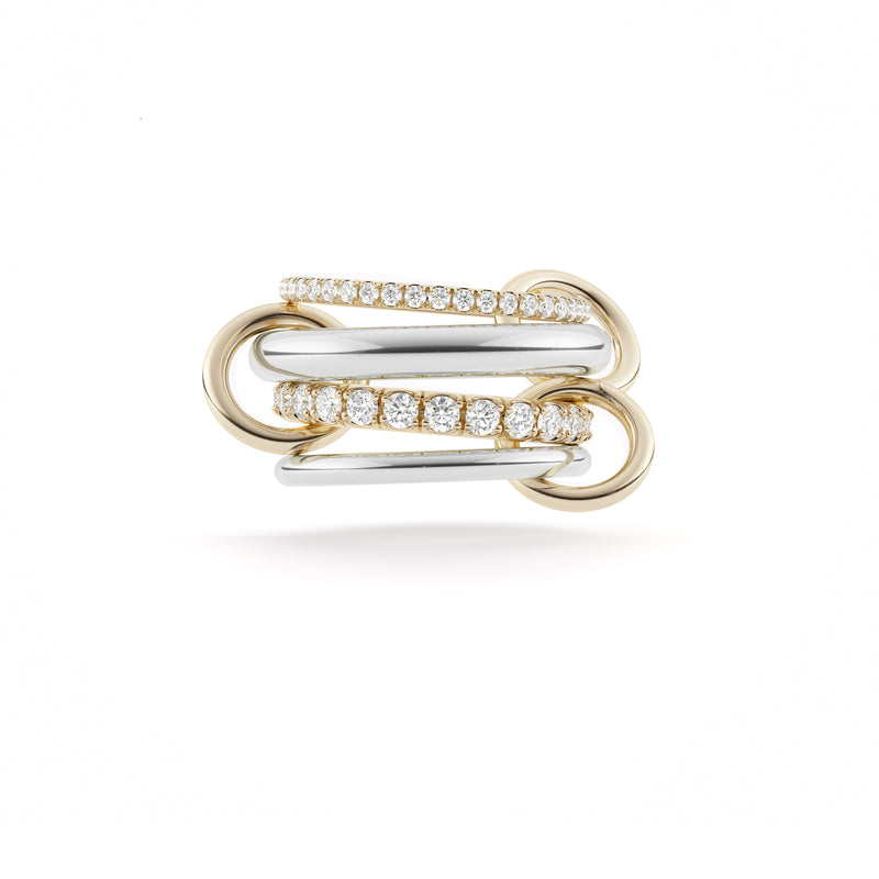 18k yellow gold, sterling silver, and white diamond band Stella Ring by Spinelli Kilcollin Tiny Gods